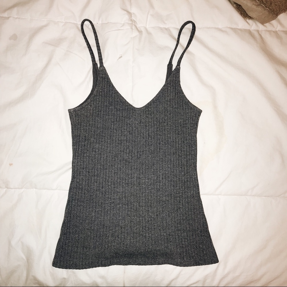Grey Ribbed Tank Top